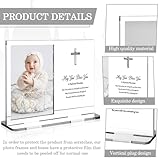 Vercraft 24 Set Baptism Picture Frame 3.5 x 5 Baby Shower Baptism Favor Christening Gifts for Boy Girl with Clear Plastic Crystal Boxes and Satin Ribbon Bows Set for Religious First Communion Decor