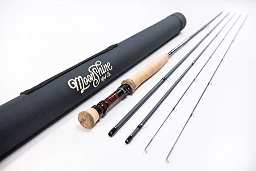 Moonshine Rod Company Fly Fishing Rod with Carrying Case and Extra Rod Tip Section Fast Action, The Vesper, 3wt 10'6" ESN