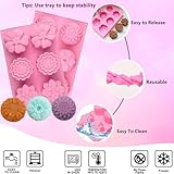 3 Pack Silicone Soap Molds,Flowers Soap Mold for Soap Making,Great for Handmade Soaps,Lotion Bars,Biscuit,Chocolate,Moon Cake