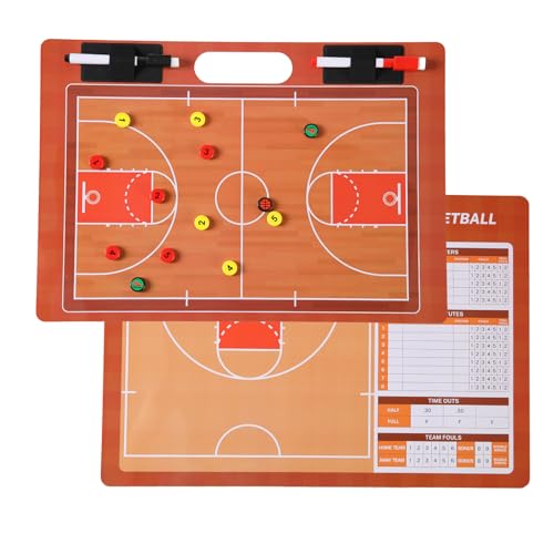 SANXIULY Magnetic Basketball Clipboard for Coach,Double-Sided Dry Erase Basketball Board with 15 Magnets.