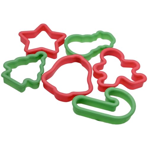 Set of 24 Plastic Christmas Cookie Cutters - 6 Fun Festive Designs - 2 Colors! (24)