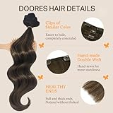 DOORES Hair Extensions Clip in Human Hair, 5pcs 80g 18 Inch Balayage Dark Brown to Chestnut Brown Clip in Human Hair Extensions Natural Hair Extensions Straight