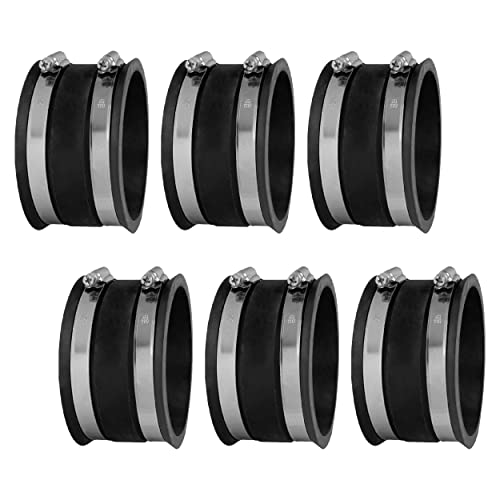 POWERTEC 70149-P6 4 Inch Dust Control Flex Cuff with Steel Hose Clamps, Hose Connector Rubber Cuff Coupler For Woodworking Dust Collection Fittings, Dust Collector Accessories & Machinery, 6 pack