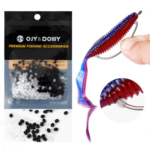 Bait Stoppers (300-Pack), Silicone Rubber Based Fishing Bait Keeper Retainer Beads for Securing Soft Plastic Lure onto Hook Shank