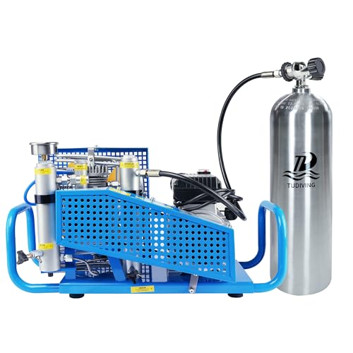 TUDIVING-4500Psi Diving Air Compressor, 100L/Min Pcp Air Compressor, Scuba High Pressure Pump with 11.1L Diving Tank(Automatic Shutdown)