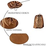 GONGKANGYUAN 12 Pcs Satin Wig Bags with Drawstring Satin Bag for Packaging Hair Extensions Wigs Soft Silk Pouches Hair Tools Storage Bags for Home and Salon (Brown)