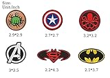 Decorative Patches, 20pc Superhero Sew On or Iron On Patches Applique for Jeans Jackets Clothing Pants Dress Shoes Hats Handbags Backpacks, Assorted Size Decorative DIY Patches