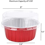 DEAYOU 100 Pack Cupcake Baking Cups, Tart Pie Tin Pan Holder for Pudding, Party, Wedding, Oven Freezer Safe, Red