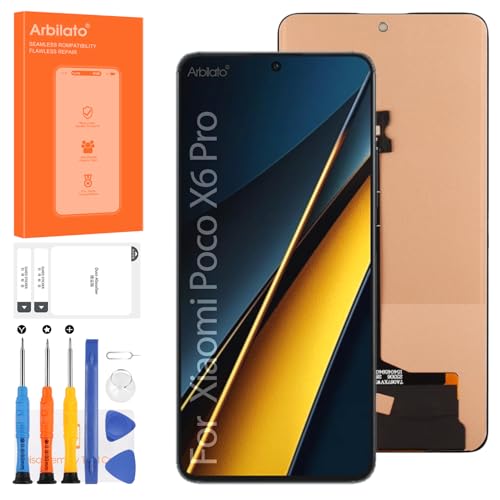 Screen for Xiaomi Poco X6 Pro 5G Screen Replacement for Xiaomi Poco X6 Pro LCD Screen 2311DRK48G Touch Display Digitizer Assembly 2311DRK48I Repair Parts (Black No Frame)