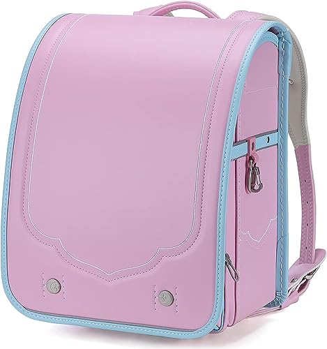 Baobab's wish Ransel Randoseru Backpack Semi-automatic satchel Japanese school bag for girls and boys PU leather bab-rng58 (Pink)