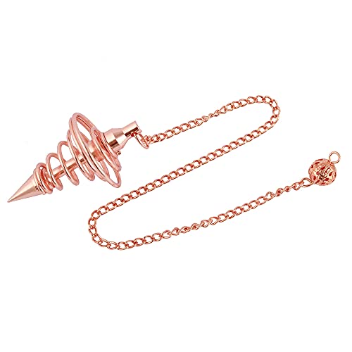 Copper Metal Light Weight Spiral Cone Point Pendulum. Healing Dowsing Reiki Pendulum for Divination and Chakra Balancing.