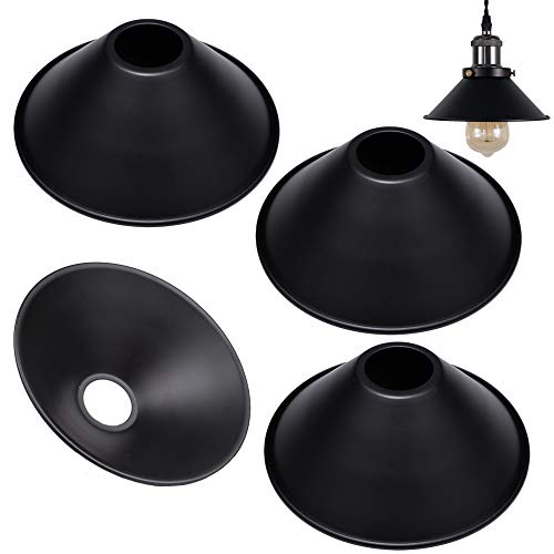 STGLIGHTING 4-Pack 7.08" Industrial Vintage Metal Bulb Guard Black Iron Cone Ceiling Holder DIY Light Shade Decorative Replacement Lamp Shade for Pendant Light Table Lamp Wall lamp Wall Sconce