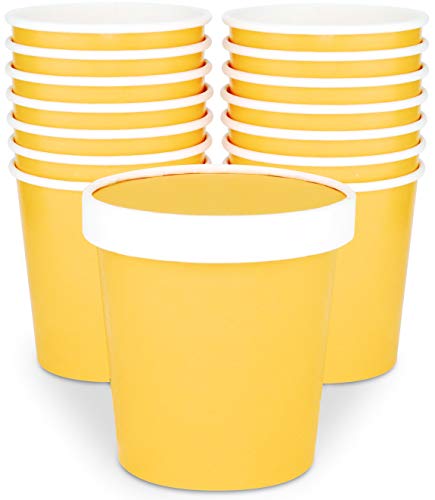 Glowcoast Ice Cream Containers With Lids - 16 oz Pint Disposable Ice Cream Storage Container for Homemade Icecream. Freezer-Safe Paper Tub with Lid Protect Frozen Desserts Yoghurt (Butterscotch, 25)