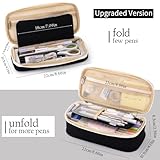 EASTHILL Big Capacity Pencil Pen Case Office College School Large Storage High Capacity Bag Pouch Holder Box Organizer Black White