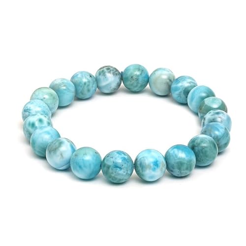INFINITY GEMS Natural AAA Dominican Larimar Bracelet 12mm Gemstone Stretch Fit Bracelet | 7-7.5” length | Unisex Bracelet | Round Shape Beads Bracele|Men/Women