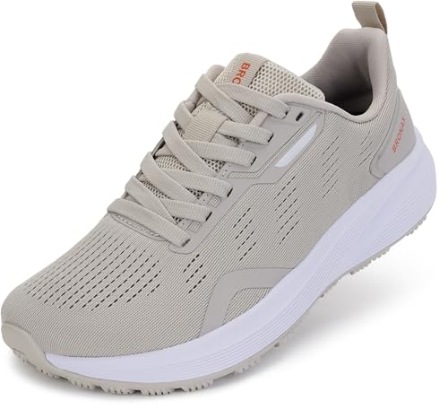 BRONAX Wide Shoes for Women Tennis Athletics Training Running Lightweight Walking Size 11w with Arch Support Outdoor Comfortable Rubber Outsole Female Sneakers Gym Sports Beige 43