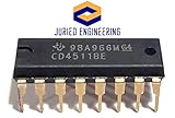 Juried Engineering CD4511BE CD4511B CD4511 CMOS BCD-to-7-Segment LED Latch Decoder Drivers Breadboard-Friendly IC DIP-16 (Pack of 20)