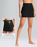 SANTINY Women's High Waisted Swim Skirt with Pocket Tummy Control Tankini Swimsuit Bathing Suit Bottoms for Women (Black_L)