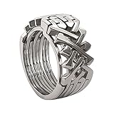 4+4 Band Twins Handmade Double Puzzle Ring Dual Gear design 925 Sterling Silver High Polish Interlocking Knott Ring Women Men Unique ring Gift for him, 925 Sterling silver, No Gemstone