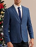 Men's Casual Knit Denim Suit Blazer Jackets Breathable Stretch Notch Lapel Collar Business Work Sports Coats Two Button