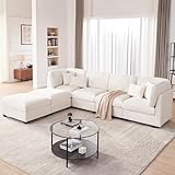 Huatean Home 125 Inch Oversized Corduroy Modular Sectional Sofa, U Shaped Modular Couch with Storage, 6 Seat Convertible Corduroy Couch, Comfy Sectional Couches for Living Room with Memory Foam, Beige