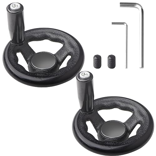 Jingzan 2 Pack 0.47x4inch Diameter Round Hand Wheel Three-Spoke W Revolving Knob Handle for Mill Drillpress Crank Lathe