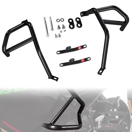 LUXEMOTO Engine Side Guard Frame Crash Bar Bumper for Kawasaki Ninja 400 250, 2PCS Motorcycle Black Steel Highway Side Frame Falling Protector for Kawasaki Ninja 400 Ninja250 2018-2024 Accessories