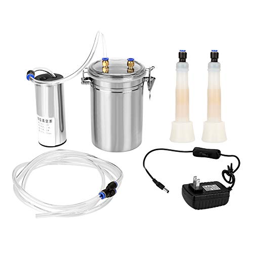 Yosoo Electric 2L 1/2 Gal Cow Electric Milking Machine Portable Impulse Sheep Goat Milking Device Machine Vacuum Pump Bucket Milker Double Head for Farm Household Milk(US Plug, Cow use)
