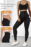 MOOSLOVER Women Corset High Waisted Leggings with Pockets Tummy Control Body Shaper Yoga Pants(M,Black)