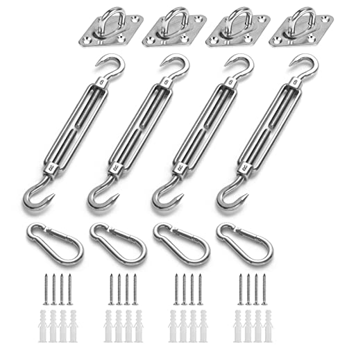 HOMPER M6 Awning Attachment Set, Heavy Duty Sun Shade Sail Stainless Steel Hardware Kit for Garden Triangle and Square, Rectangle, Fixing Accessories