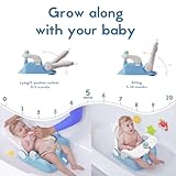 BabyBond Baby Bath Seat with Sitting & Lying 2 Modes, 3-Speed Adjustment, Powerful Suction Cups, Infant Bathtub Chair with Soft and Comfortable Towel, Folding and Hanging