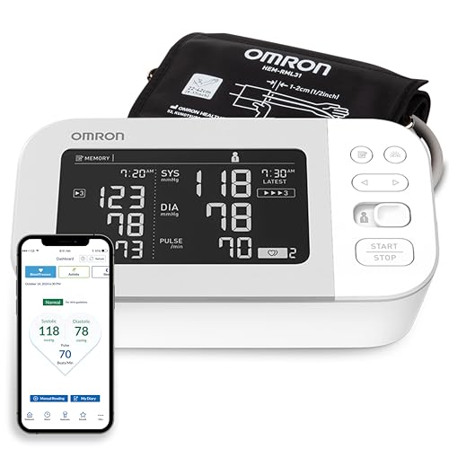 OMRON Platinum Blood Pressure Monitor, Upper Arm Cuff, Digital Bluetooth Blood Pressure Machine, Stores Up To 200 Readings for Two Users (100 readings each)