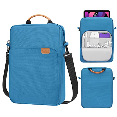 MoKo 9-11 Inch Tablet Sleeve Bag Handle Carrying Case with Shoulder Strap Fits 11inch iPad Air M3, iPad A16 2025, iPadPro 11", iPad10/9/8/7th Gen 10.2, Air 5/4th 10.9, Tab S8/S9 11", Peacock Blue