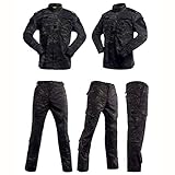 LANBAOSI Men's Tactical Jacket and Pants Military Hunting ACU Uniform 2PC Apparel Suit