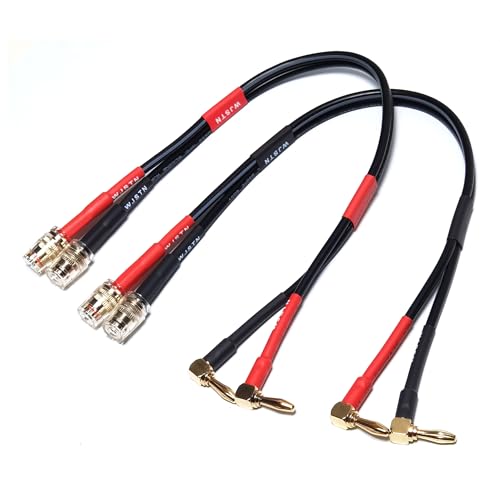 WJSTN Speaker Cable Extension with Right Angle Banana Plugs, 12 AWG, Banana Jack Connectors, Male to Female 4mm Banana Plugs Multifunctional Adapters, 2Pack (1feet)