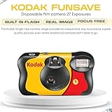 Kodak Funsaver Disposable Camera Bulk One Time Single Use Built in Flash 10-Pack 27exp 35mm Camera Bundled with Balveli Premium Microfiber Cloth - Bulk Kodak Disposable Film Camera 35mm