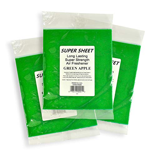 Super Sheet Large (8"x7") Under Seat Car Air Freshener, 3-PACK (Green Apple)