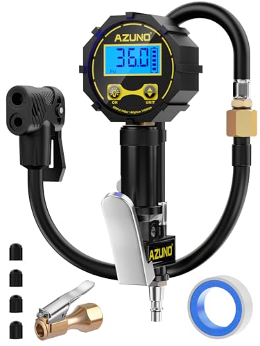 Presta Valve Adaptor with Pressure Gauge, 200psi Dual-Port Schrader & Presta Valve Pump, Bike Tire Inflator for Air Compressor, Can Check, Inflate, Deflate for Bicycles, Motorcycles, Cars