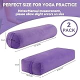 ROYALAY 2 Pcs Yoga Bolster Pillow for Restorative Yoga, Rectangular and Cylinder Meditation Pillow Set with Carrying Handles, Supportive Cushion for Exercise Workout Stretching Meditation,Purple