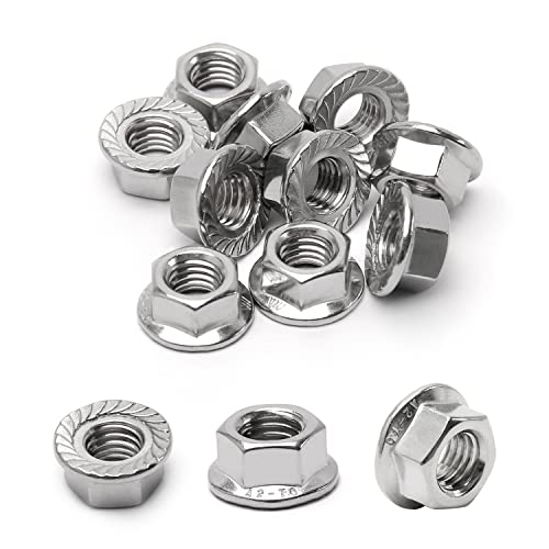 Mriuuod M10 Serrated Flange Hex Nuts, M10-1.5mm Hexagon Flange Nuts, 304 Stainless Steel, Metric Nuts Fasteners, Heavy Duty Replacement Nut with Plastic Case for DIY Home Mechanism, 16 Pack