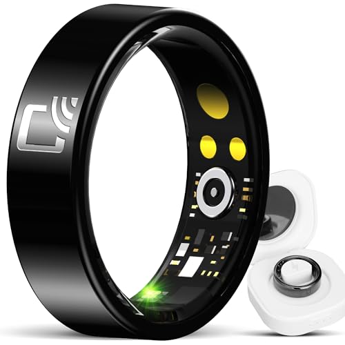 Hugrow Smart Ring for Men Women NFC Sleep Fitness Step Tracker Ring Monitor for Heart Rate/Calories Bluetooth Ring Contact Sensor for iOS Android Black #9