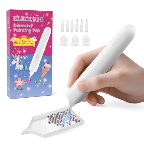 Electric Diamond Painting Pen-No Wax Needed, Cordless Diamond Art Vacuum Pen, Diamond Painting Tools with Adjustable Suction Mode, Diamond Art Accessories for Women Girls Gift (White)