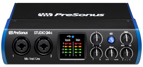 PreSonus Studio 24c 2x2, 192 kHz, USB Audio Interface with Studio One DAW Recording Software
