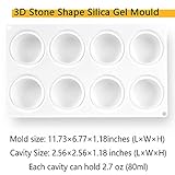 OCPO Kitchen 3D Stone Silicone Mold for Baking Mousse Cake, 3D Silicone Baking Molds for Cakes French Dessert Mold for Pastry Chocolate Pudding Cupcake Cake Decoration Mold, Stone Shape (8-Cavity)