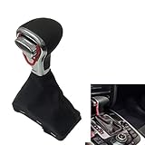 Fouedy Automatic Left Hand Drive LHD Car Gear Shift Knob Gaitor Boot Cover Leather for Audi A6 C6 A3 8P A4 B8 A5 Q5 (Black Set)