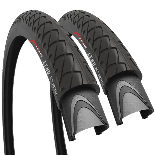 Fincci Pair 26 inch Bike Tires - Foldable Slick 26 x 1.95 Bike Tires for Mountain Bike MTB Road Hybrid Bicycle 50-559, 30 TPI - Pack of 2 Tires Leno