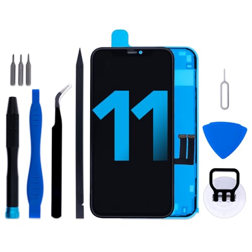 for iPhone 11 Screen Replacement Kit, 6.1" LCD Display 3D Touch Digitizer Assembly with Repair Tools and Frame Adhesive (Model A2221/A2111/A2223)