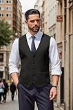 COOFANDY Mens Black Dress Vest Slim Fit Wedding Vests V Neck Casual Suit Vest