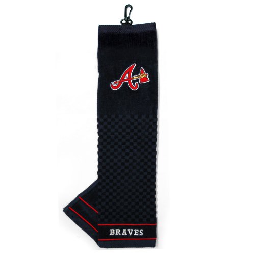 Team Golf MLB Atlanta Braves Embroidered Golf Towel Embroidered Golf Towel, Checkered Scrubber Design, Embroidered Logo