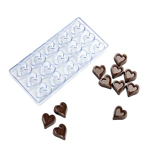 Restaurantware Pastry Tek 10.8 x 5.3 Inch Heart Candy Mold, 1 Heart Chocolate Mold - 15 Cavities, Freezer-Safe, Clear Polycarbonate Dessert Mold, Easy Release, Food Grade